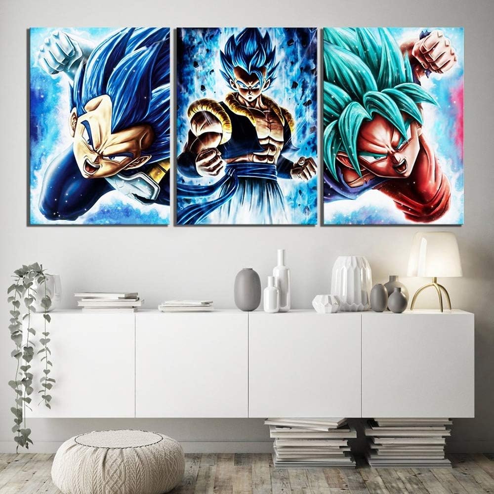 Amazon Co Jp Hdプリントキャンバス絵画モジュラー写真3パネルドラゴンボールポスタースーパーアニメ漫画悟空ベジータ家の装飾壁アート 50x70cmx3pcs ホーム キッチン