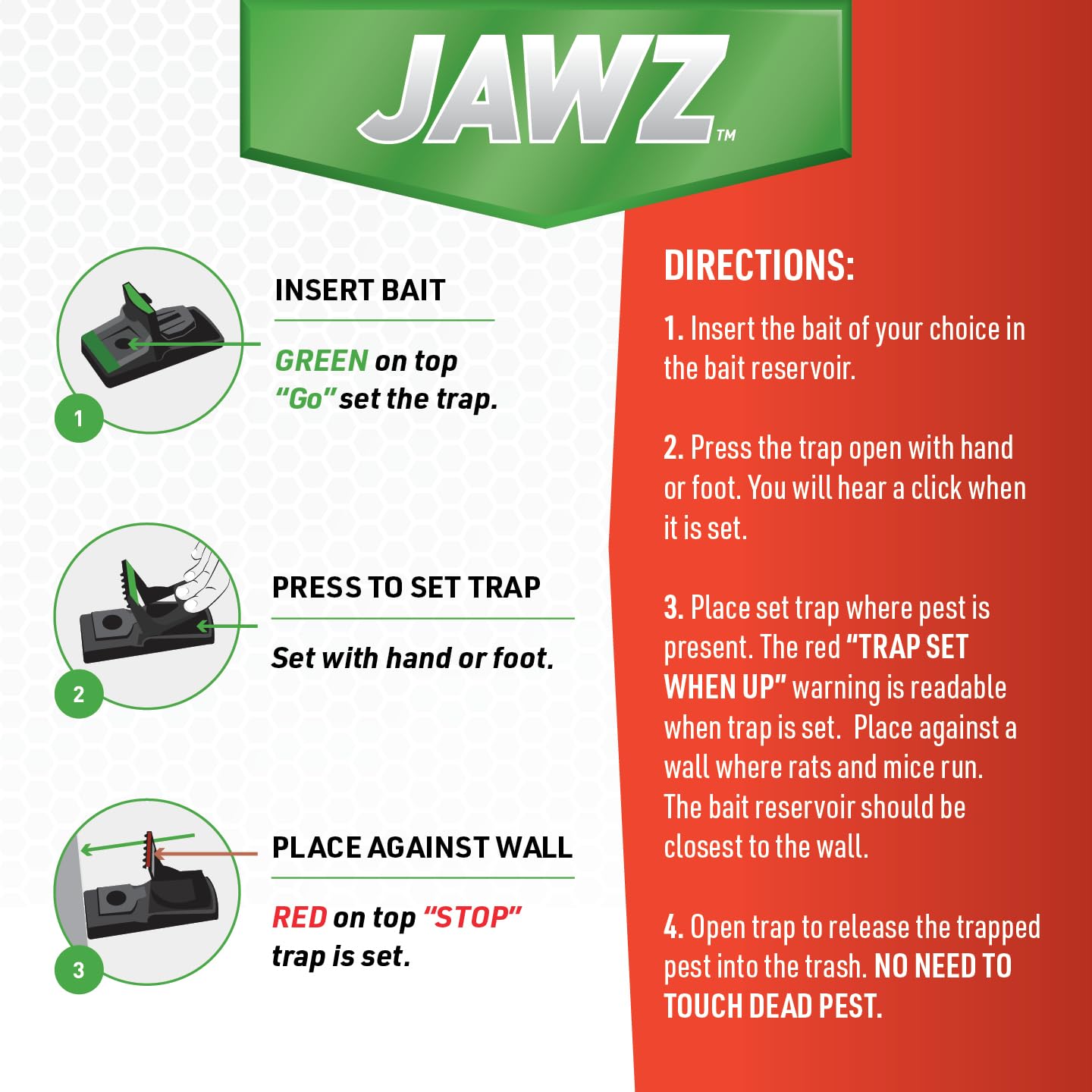 JT Eaton Jawz Reuseable Plastic Rat Trap with a High Tension Spring, Pack of 12