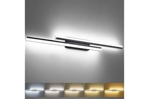 PRESDE 48inch LED Light Fixtures for Bathroom Above Mirror Black Vanity Light Modern Bath Vanity Lighting Bar 5CCT