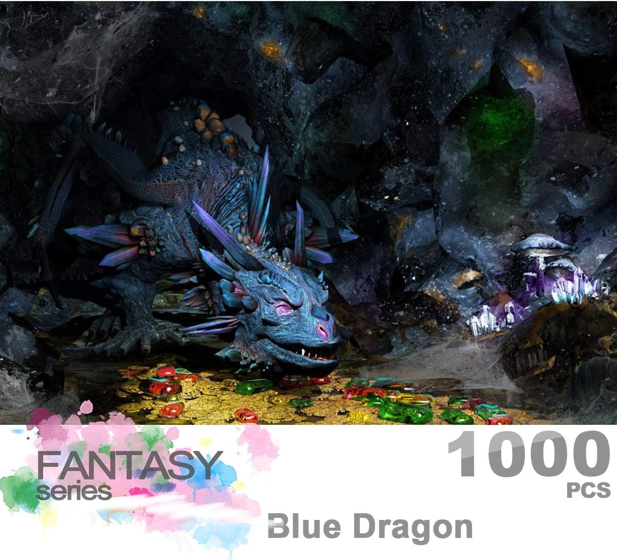 Ingooood- Jigsaw Puzzle 1000 Pieces for Adult- Fantasy Series- Dragon Series Glow in The Dark Puzzles Entertainment Wooden Puzzles Toys (Blue Dragon)