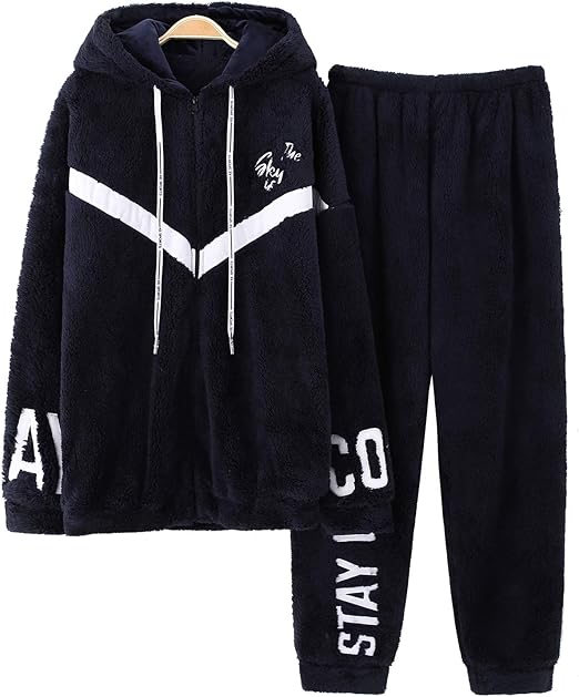 Amazon D Iizoo 長袖 もこもこ パジャマ メンズ 冬 上下セット ルームウェア 暖かい 防寒 部屋着 冬用 パジャマ フード付き フリース あったか 快適な レジャー おしゃれ パジャマ 通販