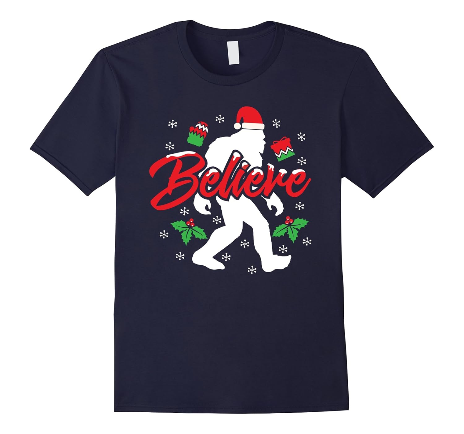 Bigfoot Christmas Shirt Believe Funny Sasquatch Yeti Gift-ANZ