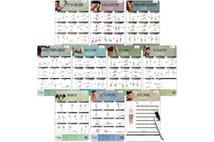 merka Set of 10 Workout Posters for Women, 2021 Model, 11.8" x 17.7" Each, Workout Planner, Laminated Exercise Chart, Complet