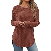 ATHMILE Long Sleeve Shirts for Women Tunic Fall Tops Loose Fit Dressy Crew Neck Basic Sweaters 2025
