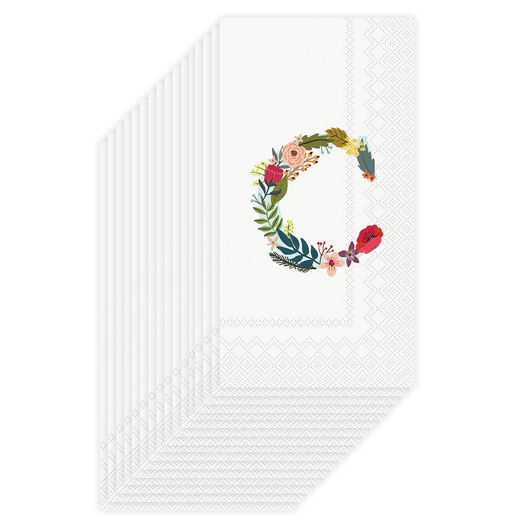 Boston International BF833803 IHR 3-Ply Paper Napkins, Floral Monogram C