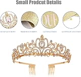 Leixi Birthday Girl Sash Rhinestone Tiara Set Gold Women Party Headband view 3