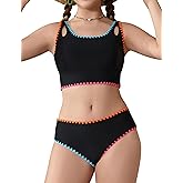 beizhou Girls Swimsuit Two Piece Bikini Sets Adjustable Straps Bathing Suit with Chest Pad Swimwear for Teens 9-16Y
