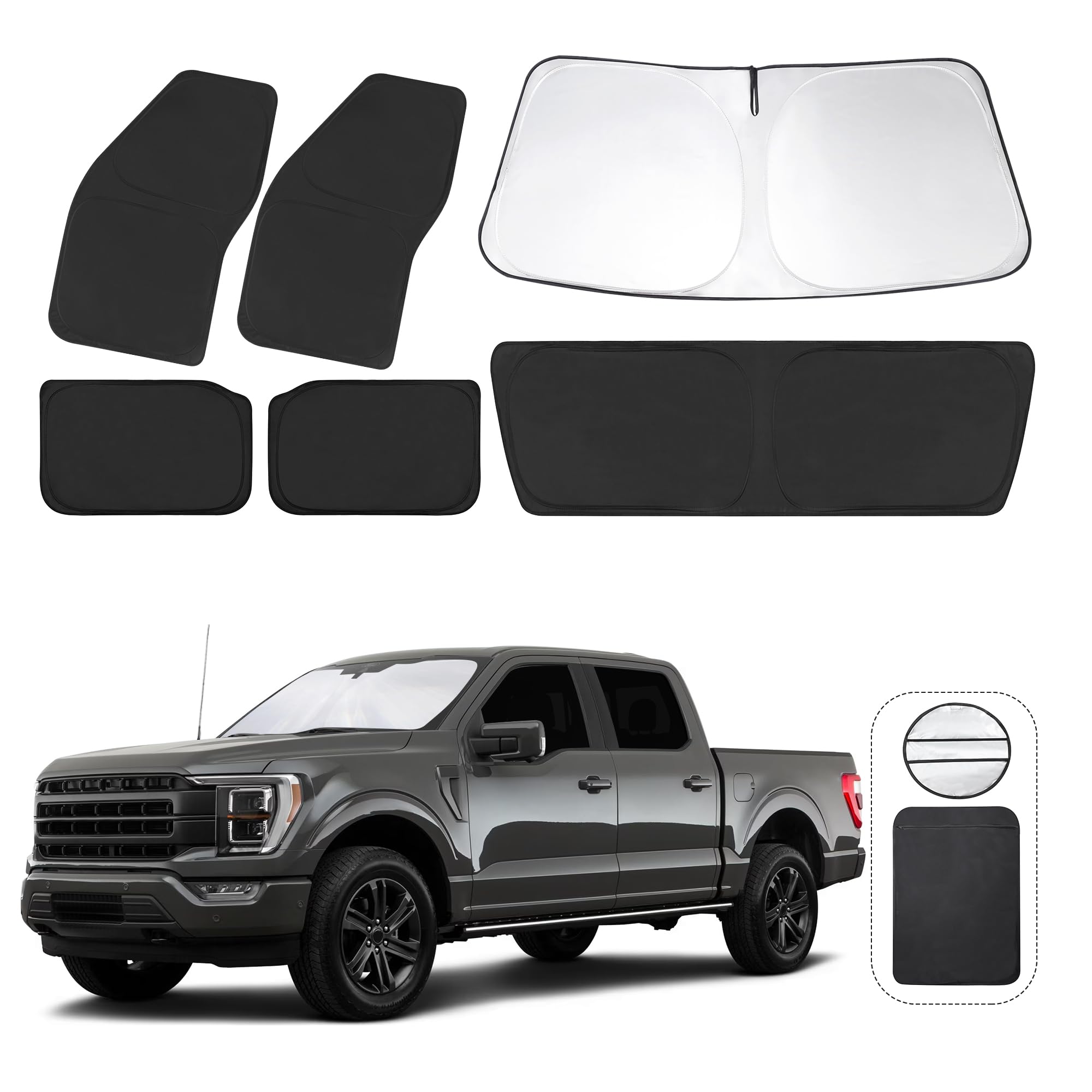 Photo 1 of TINGLU Window Shades for Ford F150 4Door 2021-2024 2025 Accessories Car Side Full Windows Rear Triangular Windshield Sun Shade Sun UV Rays & Privacy Protection for Camping,Napping,and Relaxing 6PCS
