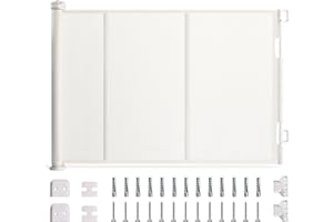 IDEA CASA Retractable Baby Gate for Stairs 33.8"x118" - Dog Gate & Barrier Indoor Stairs Baby Gate - Extra Wide Pet Gate for 