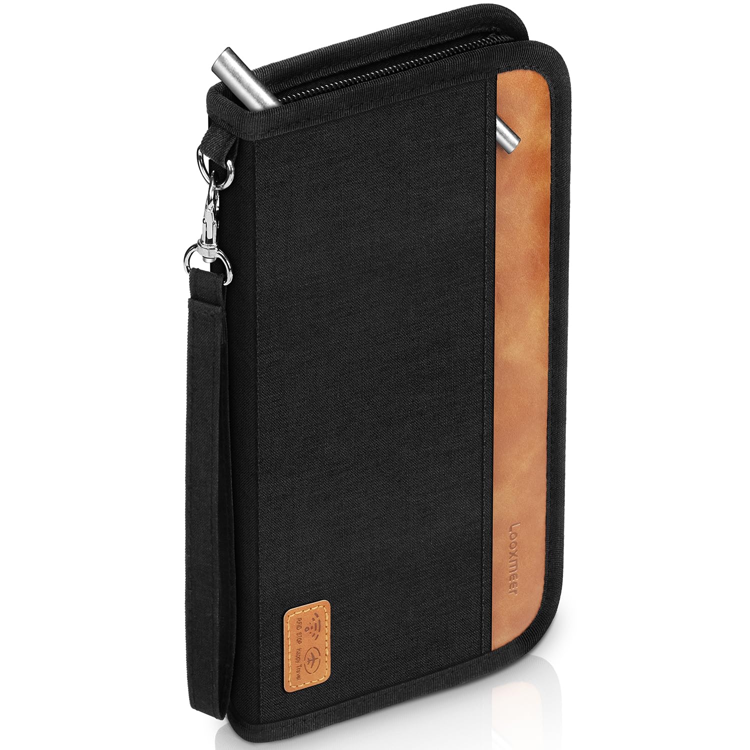 Looxmeer Travel Wallet, Family Passport Holder, RFID Blocking Travel Accessories Document Organiser for Tickets, Cards, Cash, Pen, Key, Waterproof Cover Holiday Essentials Case for Man & Woman