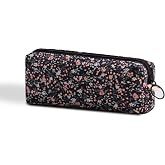 SURBEAV Pencil Case Pen Case Office College School Storage Bag Pouch Holder Box Organizer Makeup Pouch Cosmetic Bag Aesthetic floral flower Cute Pencil Case for Girls Boys Kids (Small floral black)