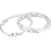 Nine West Women's Set of Stretch Bangle Bracelet Silver Tone