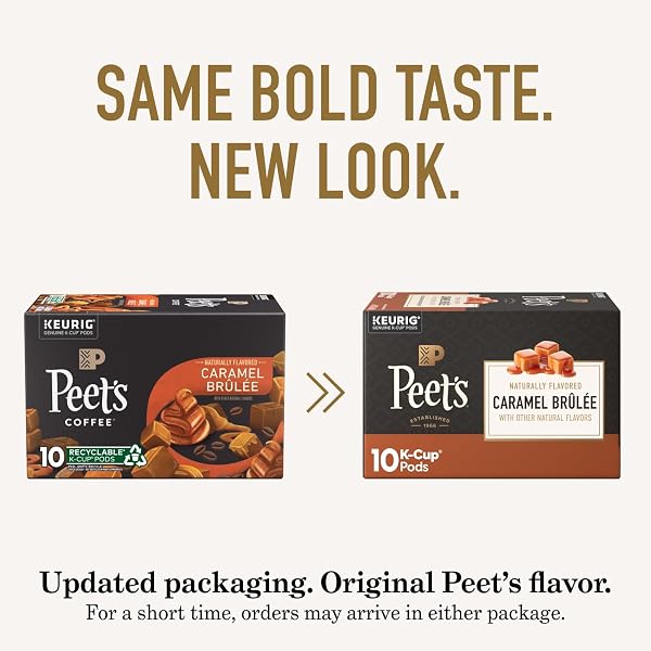 PEET’S COFFEE, FLAVORED LIGHT ROAST KEURIG K-CUP PODS, ARABICA COFFEE, NATURAL FLAVORS – CARAMEL BRULEE 10 COUNT (1 BOX OF 10 PODS)