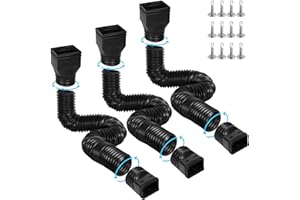 Gutterlix 3 Pack Flexible Gutter Downspout Extensions Extendable from 21" to 67", Downspout Extender Comes with Adapters, Thickened Down spout Drain Extension for Rainwater Drainage(Black)
