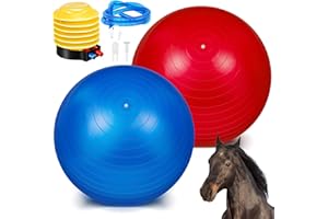 Sotiff 2 Pcs 40 Inch Horse Ball for Play Large Horse Big Equine Herding Anti Burst Dog Ball Soccer Giant, Pump Included(40 Inch,Blue and Red)