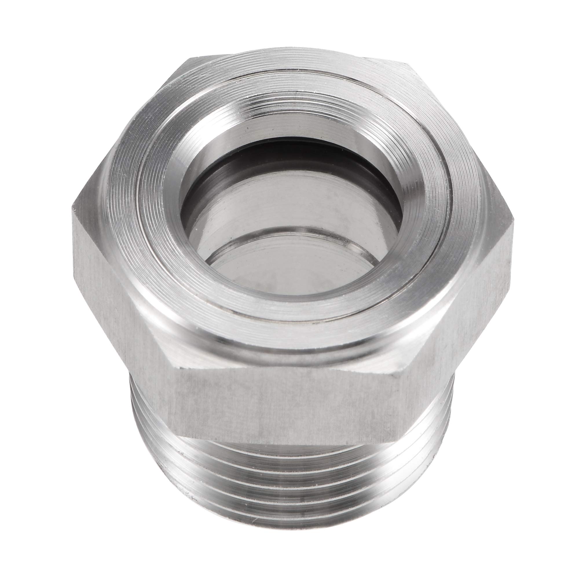 sourcing map Oil Liquid Level Gauge Sight Glass 1/2 NPT Male Threaded 304 Stainless Steel Air Compressor Fittings, Silver Tone