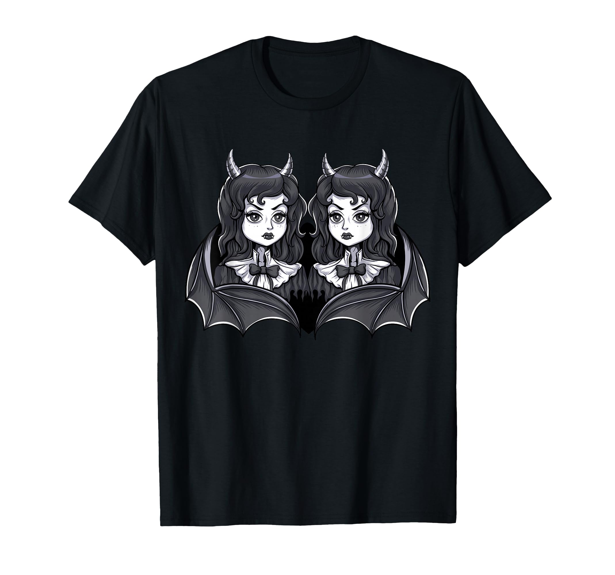 Gothic Victorian Siamese Twins Witch Demon Vampire Girls T-Shirt