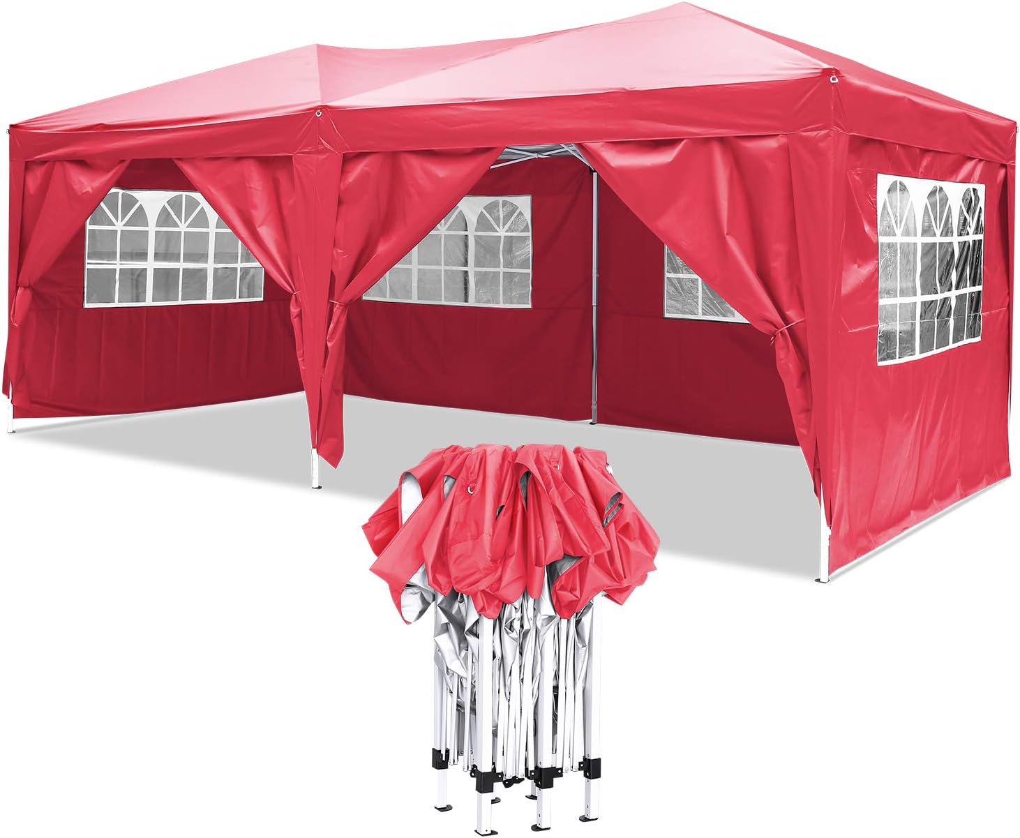 YUEBO 3 x 6m Gazebo Marquee Tent, Waterproof Pop Up Gazebowith Sides, Outdoor Canopy Awning Garden Party Tent- Carrying Bag Included