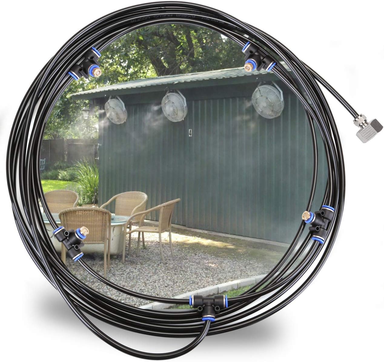 ACBungji Outdoor Misting System Atomiser Function System Irrigation System Spray Cooling System Cooling Sprinkler System for Greenhouse Gardens Swimming Pool Fan Misting System 5 m Black