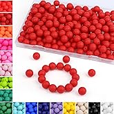 MAIBAOTA 120 Pcs Scarlet Red Silicone Beads 15 mm Scarlet Red Beads for Keychain/Pens/Bracelet/Necklace Making Focal Beads Loose Rubber Round Silicone Beads Bulk for Craft Making(with Boxed Kits)
