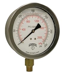Winters 4" Dial Size, Liquid Filled Industrial