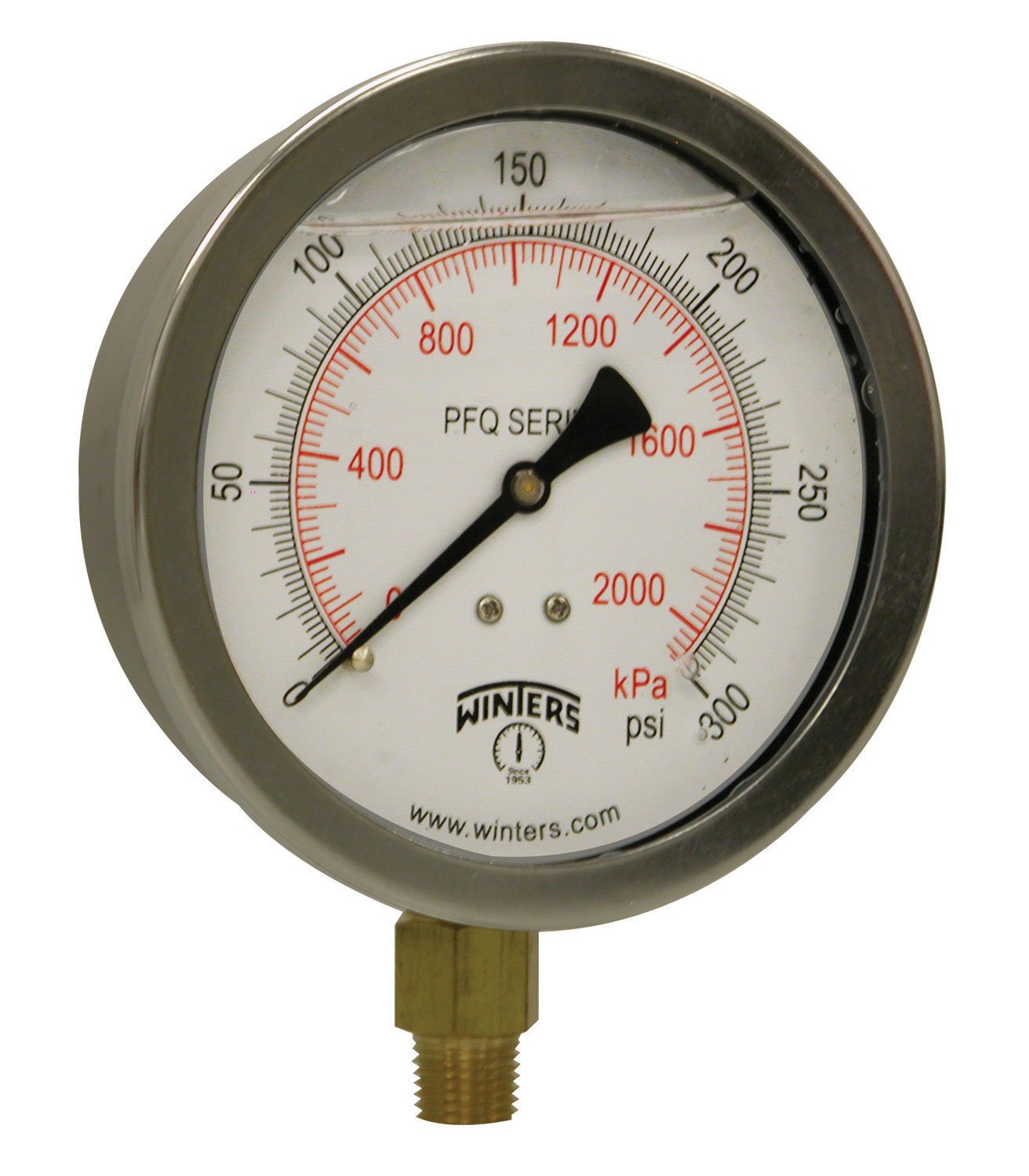 Winters 4" Dial Size, Liquid Filled Industrial