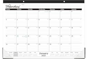 URSUNSHINE 2025 Desk Calendar - 12 Month Desk Calendar 2025, Jan 2025 - Dec 2025, 17" x 12", Desk/Wall Calendar 2-in-1 with Notes, Corner Protector, Ruled Blocks - Standard