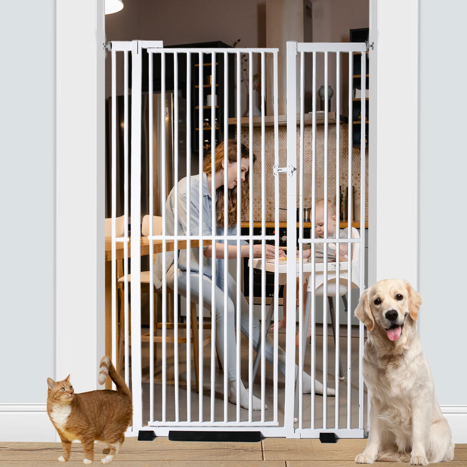 Photo 1 of ***FACTORY SEALED***Rgqphantom 71 inch Extra Tall Pet Gate Baby Gate?29.92"-48.03" Extra Wide Pressure Mounted Walk Through Swing Safety Cat Gates for Stairs, Doorways, Kitchen (71 * 48inch)