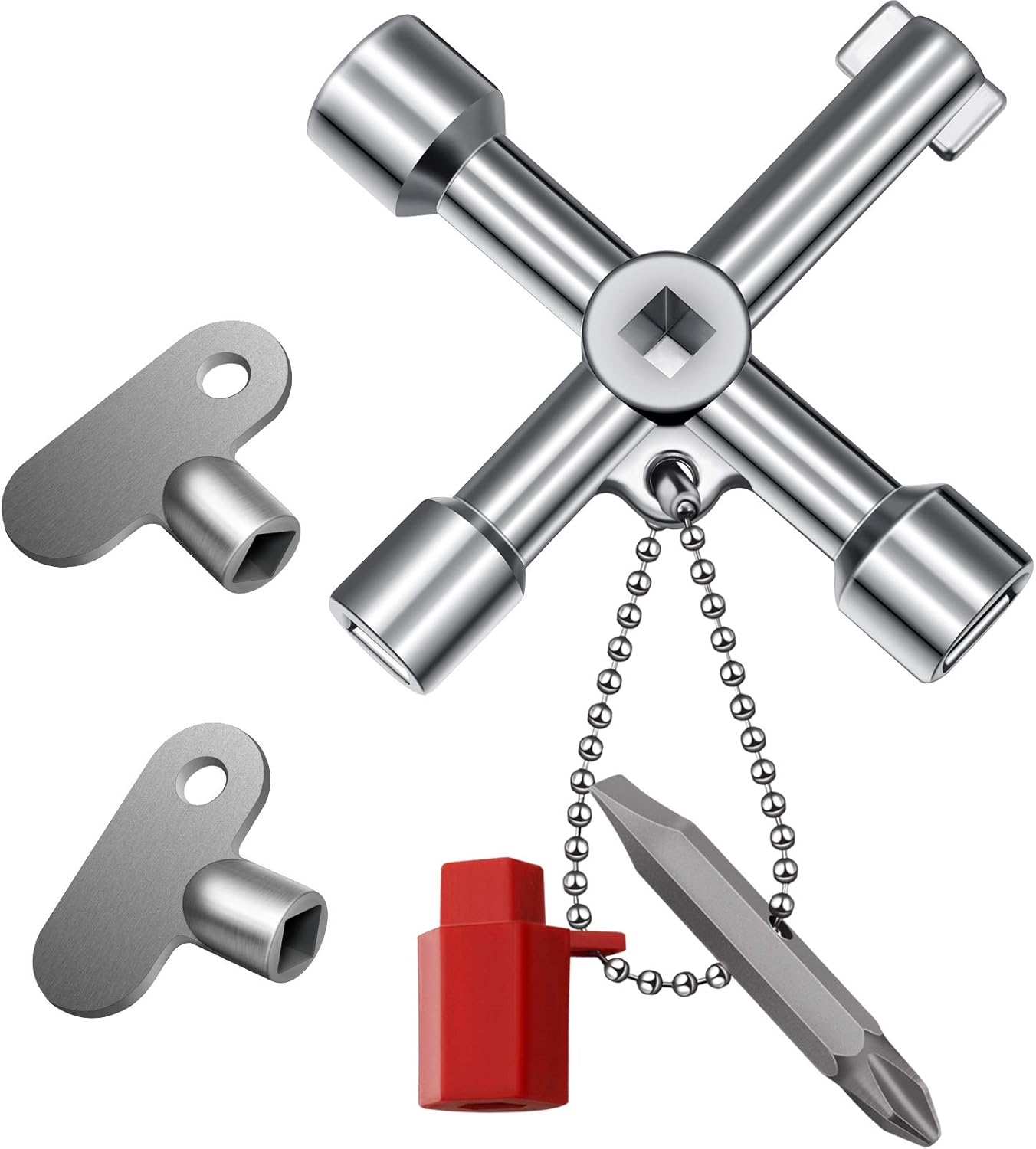 4Way MultiFunctional Utility Key and 2 Pieces Radiator Keys Plumbers