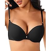zossav Push Up Bras for Women Padded Add Cup Size Sexy Plunge Demi Bra Underwire