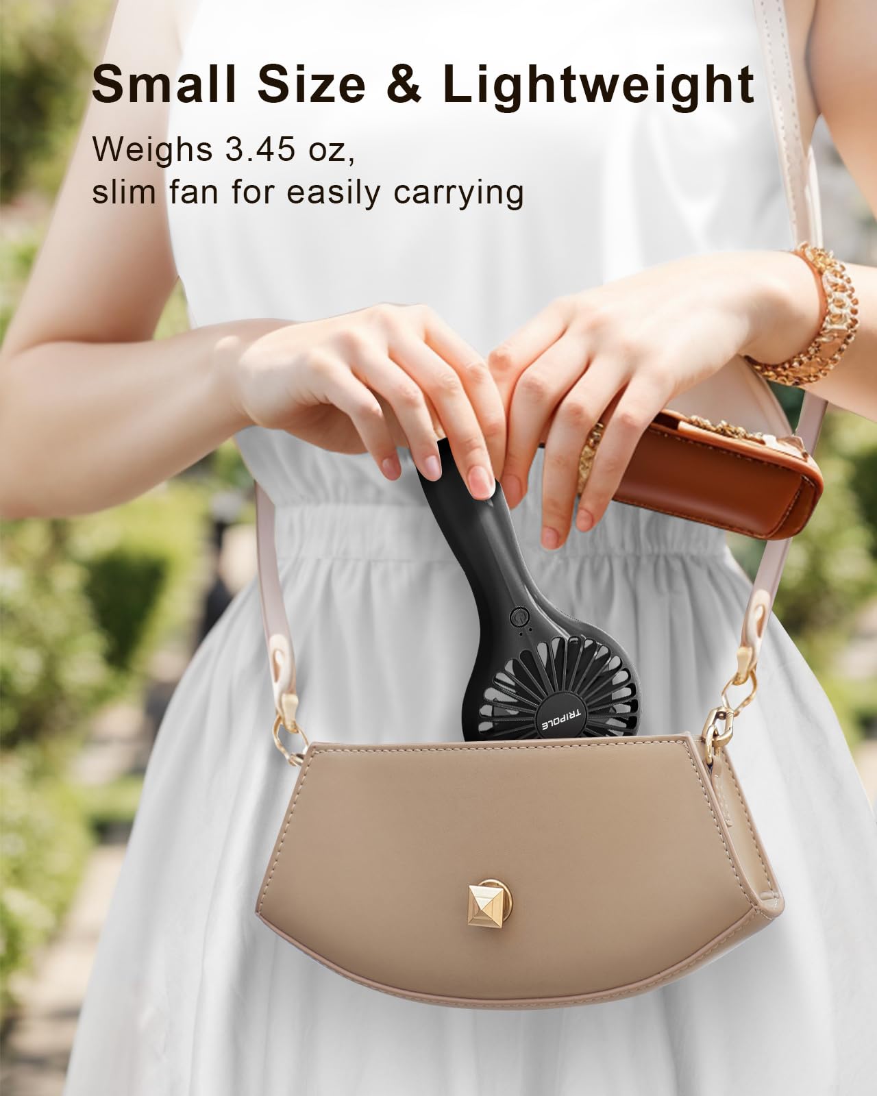 TriPole Handheld Mini Fan Battery Operated Small Personal Portable Fans Speed Adjustable USB Rechargeable Fan for Kids Girls Women Men Home Office Indoor Outdoor Travelling, Black