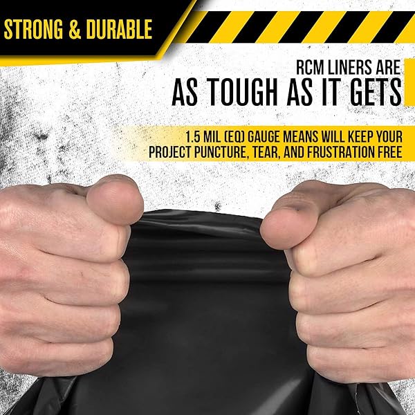 ALUF PLASTICS 56 GALLON 1.5 MIL (EQ) BLACK HEAVY DUTY TRASH BAGS – 43″ X 47″ – PACK OF 100 – FOR CONSTRUCTION, INDUSTRIAL, OUTDOOR, & COMMERCIAL