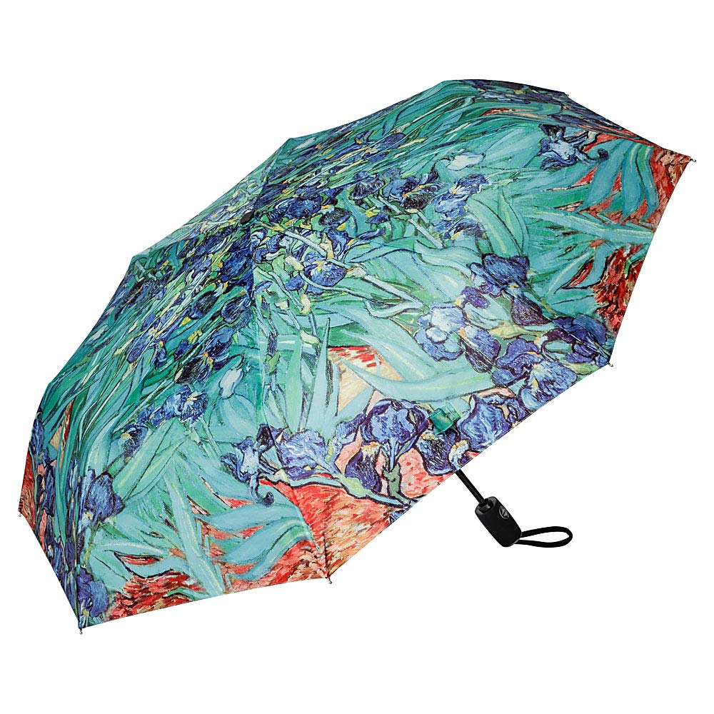 VON LILIENFELD® Folding Pocket Umbrella Automatic Lightweight auto Open Flowers Motif Women Art Floral Vincent Van Gogh: Irises