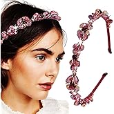 Firuilo Baroque Rhinestones Headbands Purple Thin Hairband Bling Crystal Beaded Head Band for Women(Purple)