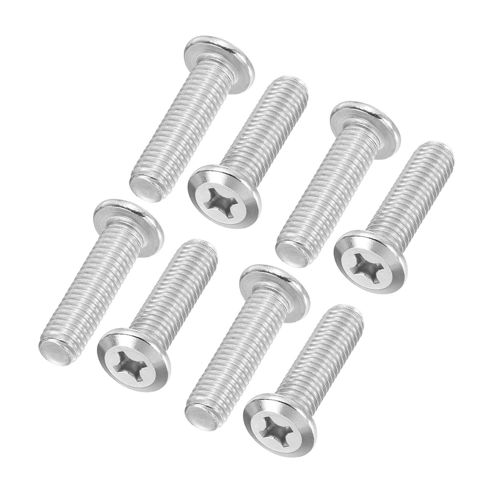 PATIKIL Flat Round Head Phillips Screws, 8 Pack M8-1.25 x 30mm Binding Screws 304 Stainless Steel 18-8 Full Thread, Phillips Drive Machine Screw Furniture Screw Connector Bolts