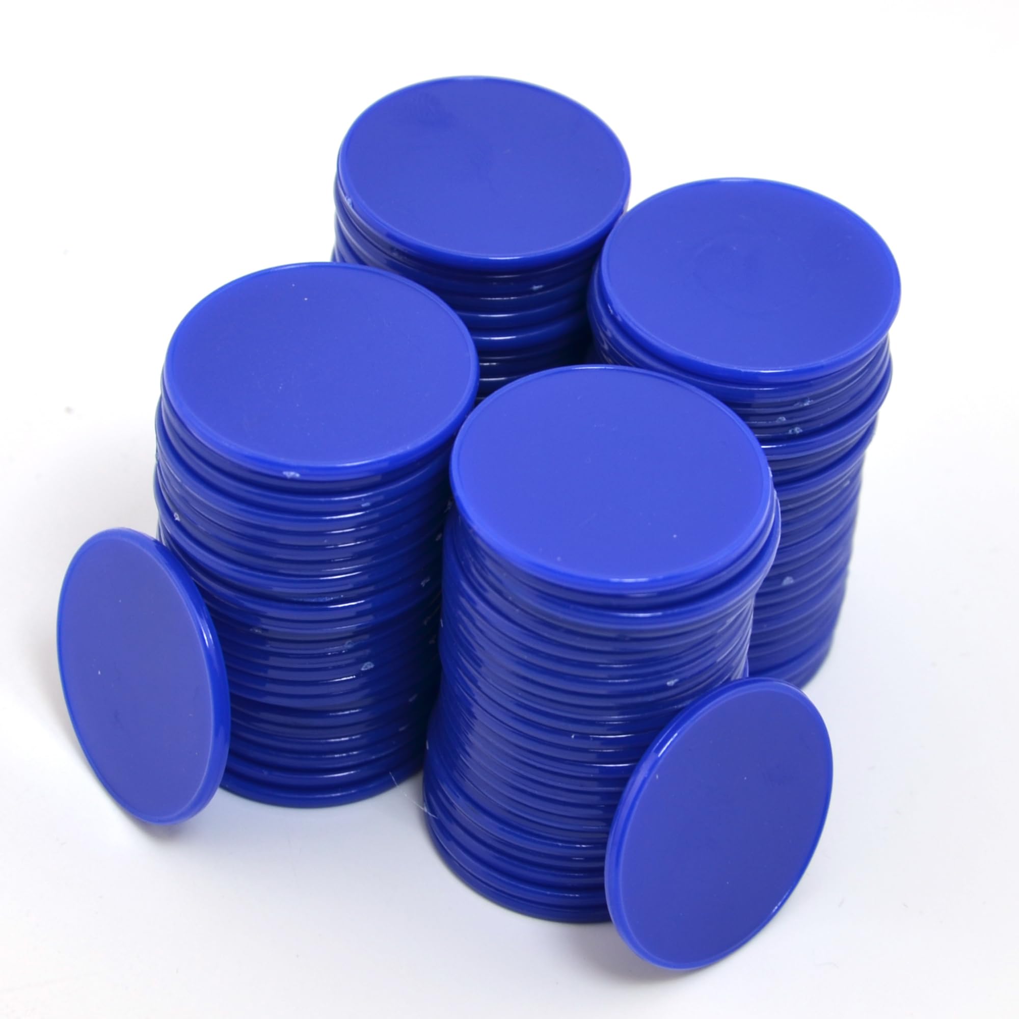 Smartdealspro 32mm Opaque Plastic Learning Counters Mini Poker Chips Games Tokens with Storage Box (Flat, 100pcs, Dark Blue)