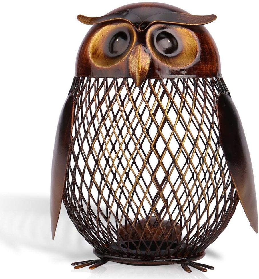 ACOMG Hucha de Metal, Caja de Banco de Monedas con Forma de búho