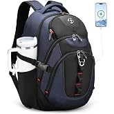 Swissdigital Design Travel Laptop Backpack for Men with USB SD803-12 | Laptop Backpack，31L College School Bag with RFID Protection Pocket Fits 15.6-Inch Computer, Blue/Black