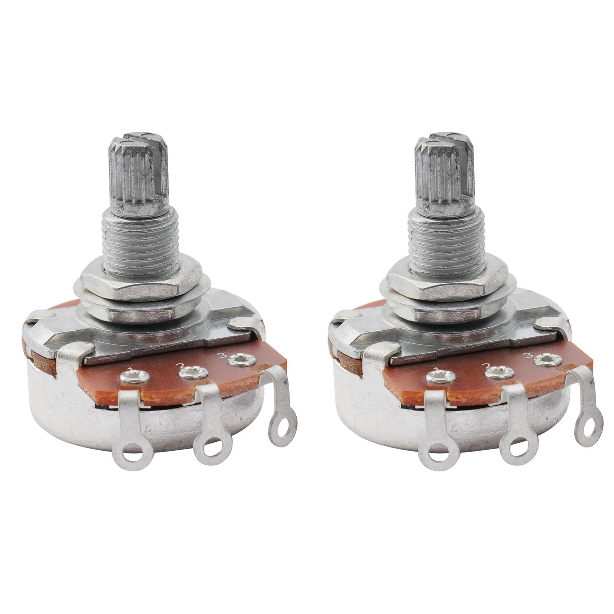 Musiclily B500K Metric Split Shaft Pots Linear Taper Potentiometers for Electric Guitar Bass (Set of 2)
