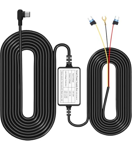 Navycrest Dash Cam Hardwire Kit - 12V To 5V Converter With 11.5ft Cable For Continuous Recording