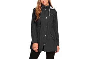 ZHENWEI Womens Lightweight Hooded Waterproof Active Outdoor Rain Jacket S-XXL