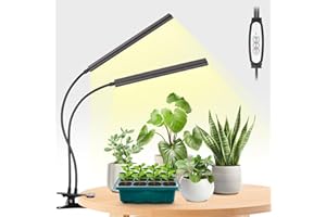 FOXGARDEN® Grow Light Full Spectrum, Dual Head Plant Lights for Indoor Growing with Flexible Gooseneck, 104 LEDs Clip Grow Lamp with 4/8/12H Timer, 4 Brightness Levels, Ideal for Indoor Growth