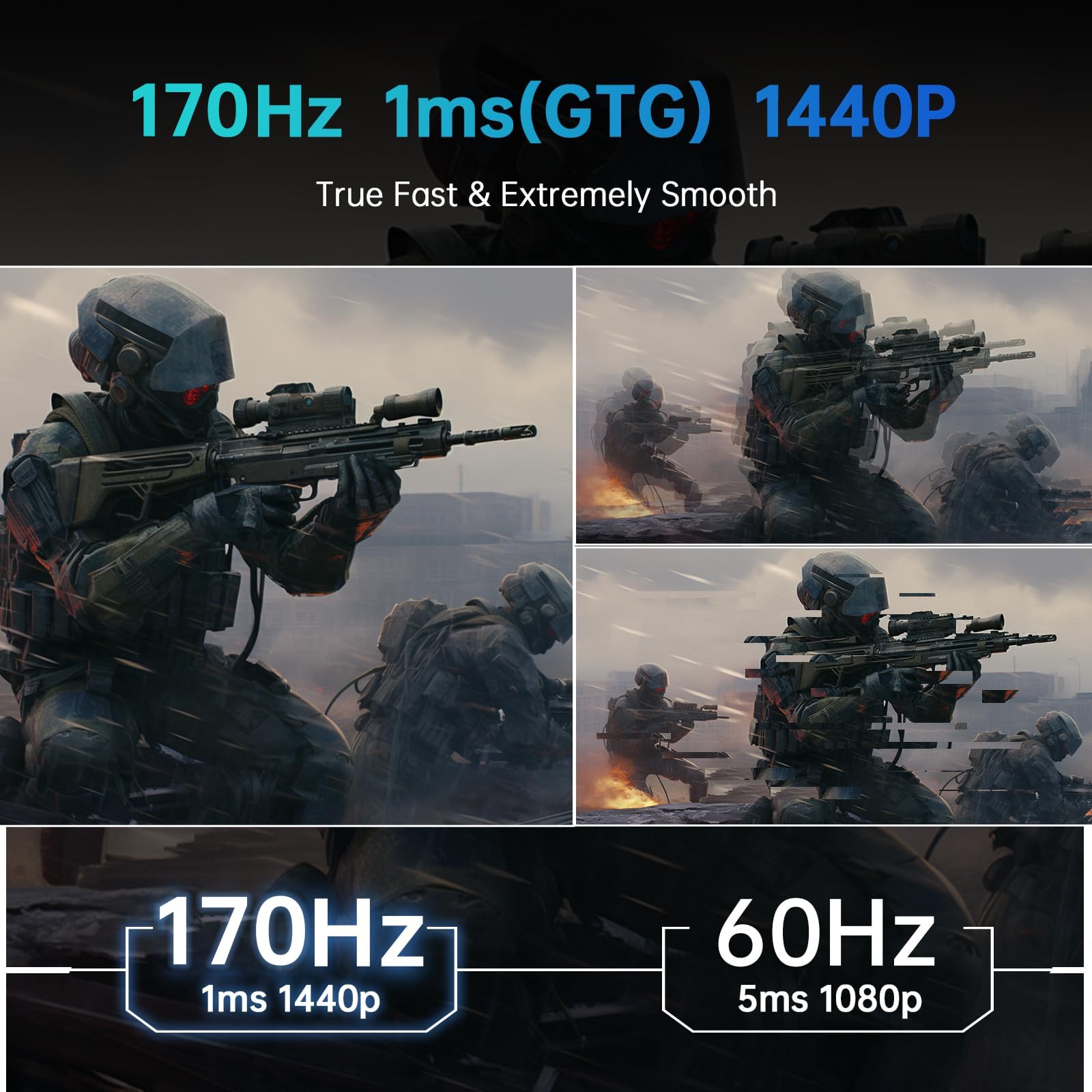 KTC 27'' 2K 170Hz Gaming Monitor - Fast IPS 1ms GTG Pc Monitor with FreeSync G-Sync, HDMI/DP/USB Ports, Height/Tilt/Swivel/Pivot Adjust, 131% sRGB and 97% DCI-P3 Color Gamut for Vertical Monitor