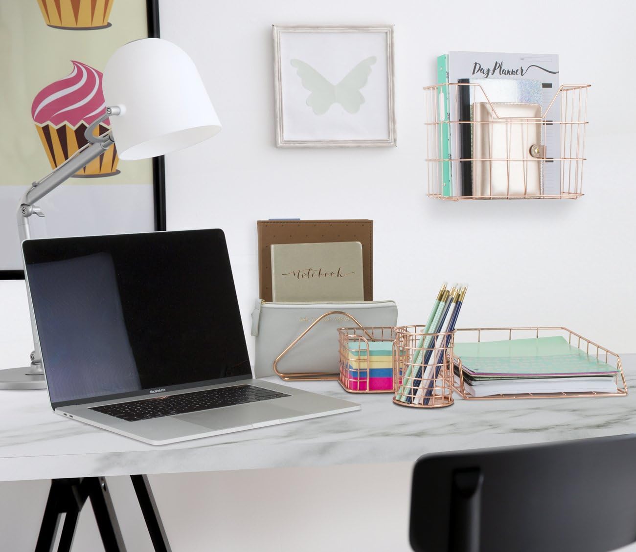 Sorbus Desk Organizer Set, Rose Gold 5-Piece Desk Accessories Set Includes Pencil Cup Holder, Letter Sorter, Letter Tray, Hanging File Organizer, and Sticky Note holder for Home or Office (Copper): Home Improvement