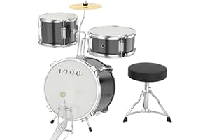 IOOO Drum Set, Drum Set for Kids, 3-Piece Beginner Drums Kit,Beginner Drum Set, Starter Drums for Kids, Drum Kit for Kids, Starter Drum Set,Kids Drum Set (sliver)