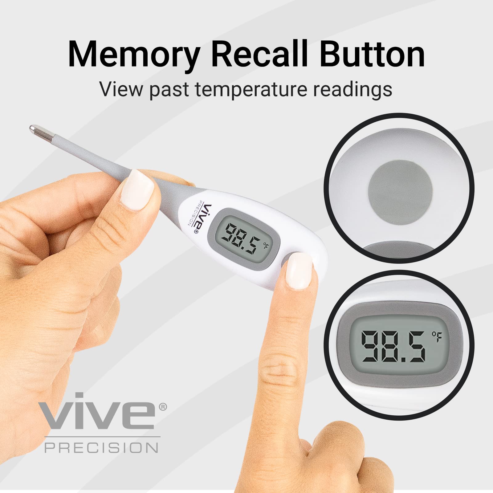 Vive Precision Smart Oral Thermometer - Approved Medical Grade Body Temperature Reader for Adults, Babies - Digital Fever Monitor with App for Home Use, Under The Tongue, Armpit & Rectal
