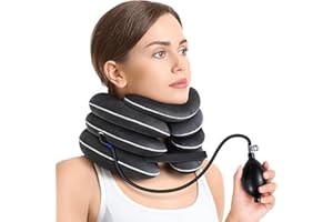 AUVON Inflatable Neck Stretcher for Cervical Traction, Cervical Stretcher with 3-Layer Design in Varying Sizes for Instant Re