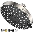 HOPOPRO 5-Mode High Pressure Shower Head - High Flow Fixed Showerheads Bathroom Rain Showerhead (6 Inch Brushed Nickel)