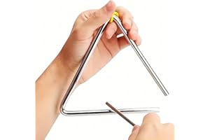 YAYUZEST Steel Triangle Hand Percussion Instrument with Striker, Rhythm Steel Triangles Musical Instrument for Music Enlightenment (10 Inch)