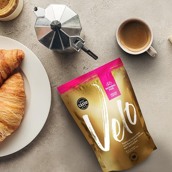 VELO COFFEE ROASTERS – FRESH SMALL BATCH MEDIUM ROASTED PREMIUM COFFEE GROUNDS [200 GRAMS] | ARABICA ROAST GROUND COFFEE – 7.05OZ | MORNING FIXIE – A NUTTY DARK CHOCOLATE BLEND
